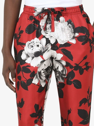 Shop Dolce & Gabbana Floral-print Drawstring Trousers In Red