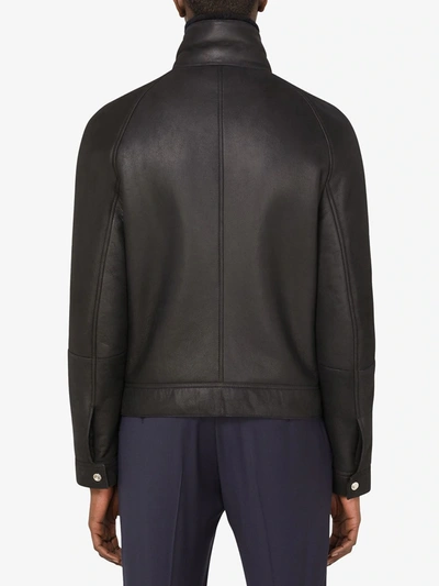 Shop Dolce & Gabbana Shearling Lined Bomber Jacket In Blue