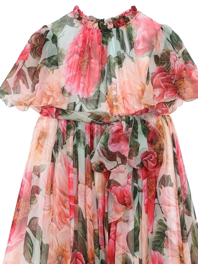 Shop Dolce & Gabbana Floral Ruffled Crepe Dress In Pink