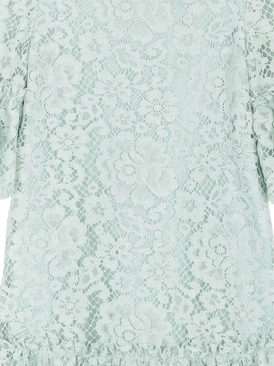 Shop Dolce & Gabbana Cordonetto-lace Ruffle-trim Dress In Blue