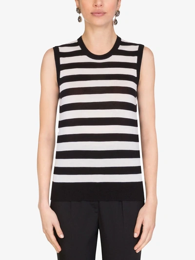 Shop Dolce & Gabbana Striped Tank Top In Black