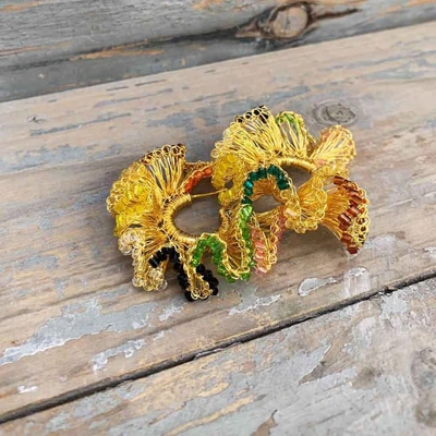 Lavish By Tricia Milaneze Multicolored Small Hand Crochet Ruffled Hoops In Ruffled