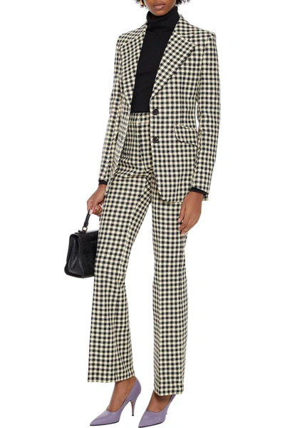 Shop Victoria Beckham Houndstooth Tweed Blazer In Cream