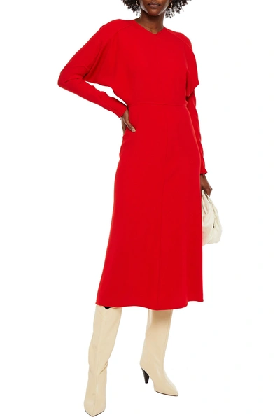 Shop Victoria Beckham Crepe Midi Dress In Red