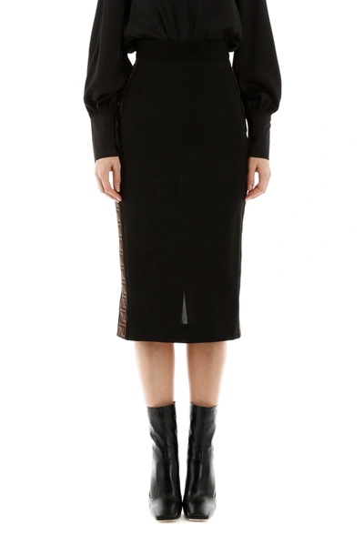 Shop Fendi Pencil Skirt With Bands In Black
