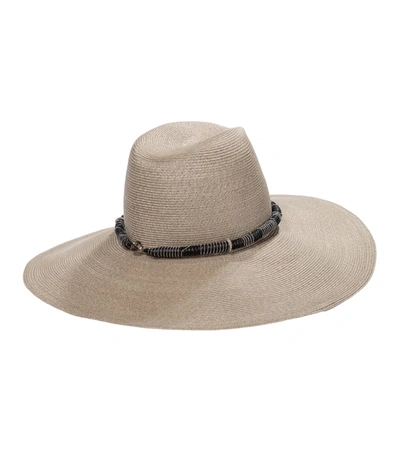 Shop Brunello Cucinelli Embellished Hemp And Cotton Hat In Beige