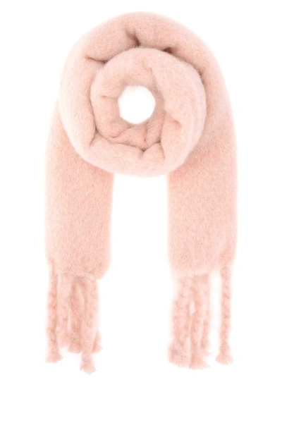 Shop Loewe Embossed Anagram Patch Fringed Scarf In Pink