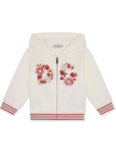 Shop Dolce & Gabbana Floral Logo-print Hoodie In White