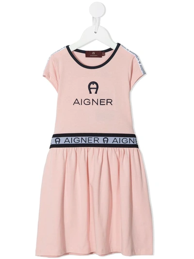 Shop Aigner Logo A-line T-shirt Dress In Pink