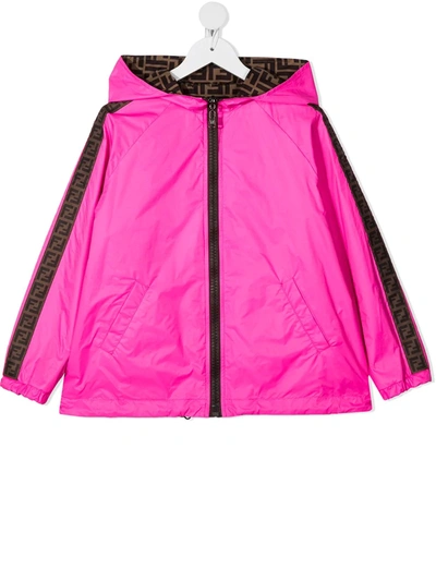 Shop Fendi Reversible Double-f Hooded Jacket In Pink