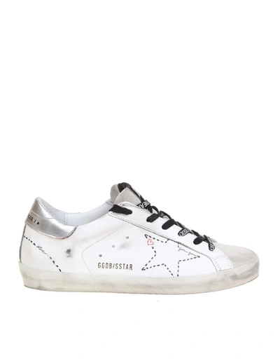 Shop Golden Goose Super Star Sneakers In White Leather In White/silver