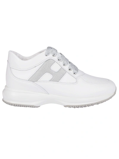 Shop Hogan White Leather Interactive Sneakers