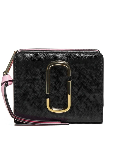 Shop Marc Jacobs Leather Mini Compact Wallet In New Black Multi