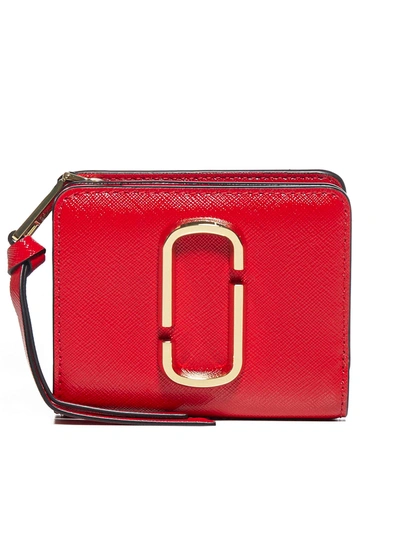 Shop Marc Jacobs Leather Mini Compact Wallet In Red