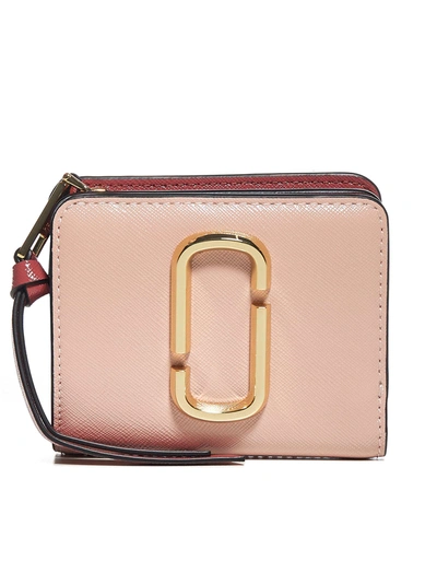 Shop Marc Jacobs Leather Mini Compact Wallet In New Rose Multi