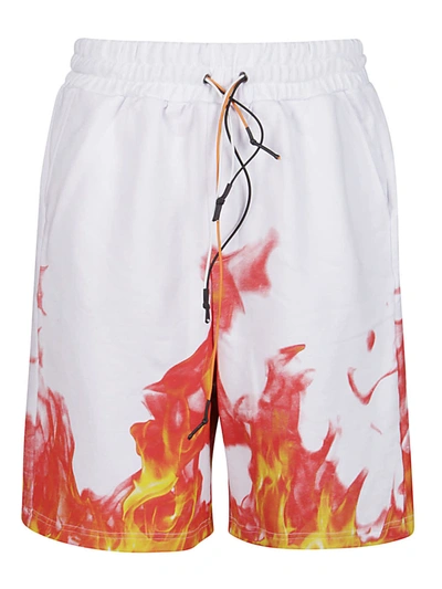 Shop Ihs White And Red Cotton Shorts