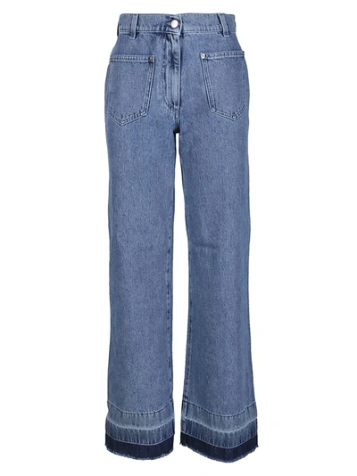 Shop Jw Anderson Blue Cotton Bootleg Jeans In Mid Blue Denim