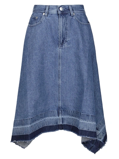 Shop Jw Anderson Blue Cotton Denim Skirt In Mid Blue Denim