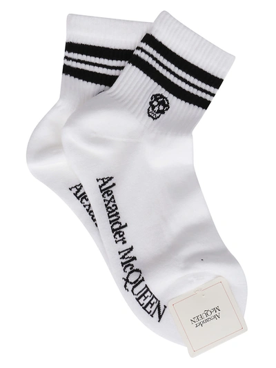 Shop Alexander Mcqueen White And Black Cotton Socks In White Black