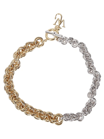 Shop Jw Anderson Silver-gold-tone Brass Necklace In Silver Gold