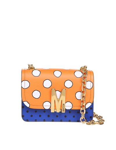 Shop Moschino Polka Dots Shoulder Bag In Leather In Multicolor