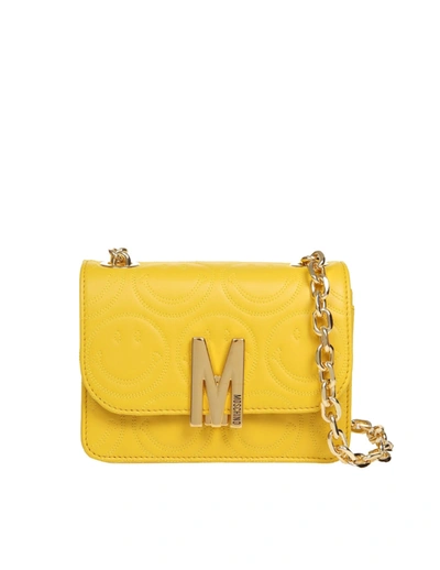 Shop Moschino Shoulder Bag M Bag Smiley In Yellow