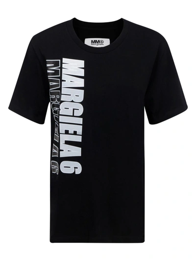 Shop Mm6 Maison Margiela Logo Print T-shirt In Black