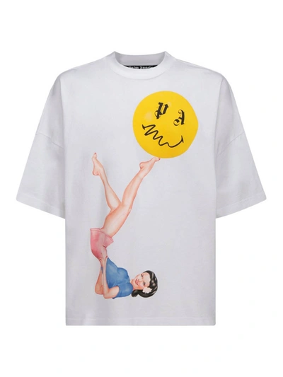 Shop Palm Angels Pin Up Print T-shirt In White