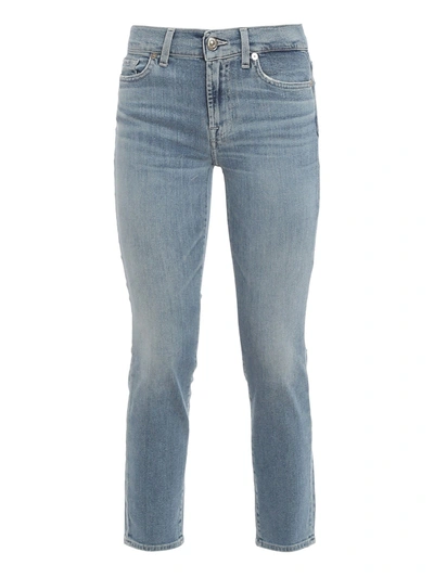 Shop 7 For All Mankind Roxanne Ankle Luxe Vintage Skywalk Jeans In Light Bl In Light Blue