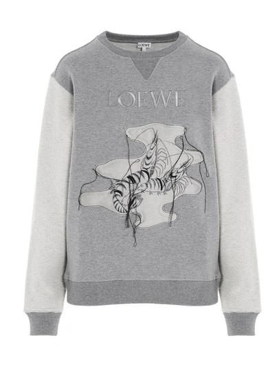 Shop Loewe Shrimp Jaquard Sweatshirt In Grey