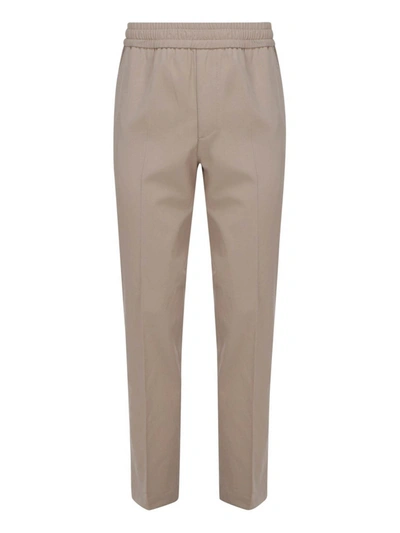 Shop Ferragamo Straight Leg Cotton Trousers In Beige