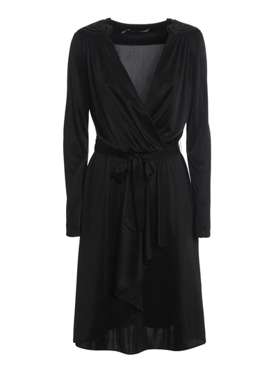 Shop Love Moschino Heart Shoulder Pad Dress In Black