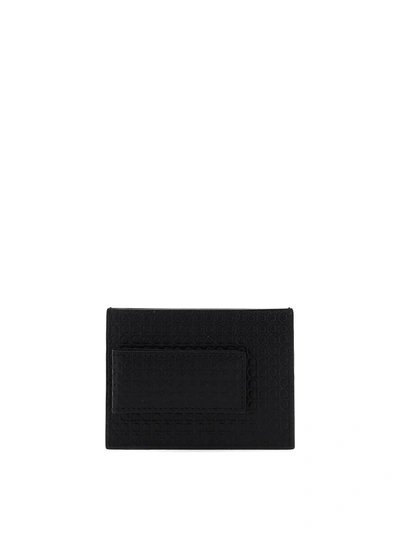 Shop Ferragamo Gancini Embossed Card Holder In Black