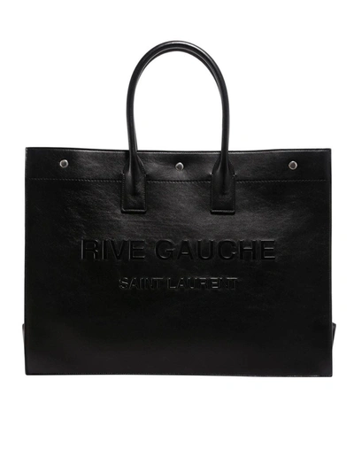 Shop Saint Laurent Rive Gauche Large Tote In Black