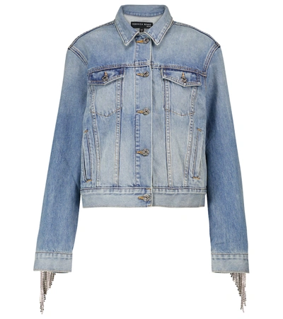 Shop Veronica Beard Kinley Embellished Denim Jacket In Blue