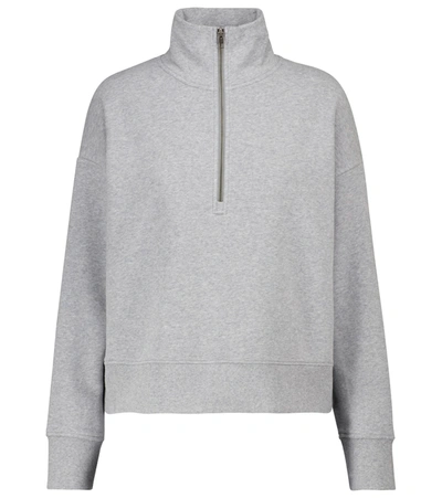 Shop Vince Cotton-blend Terry Half-zip Sweatshirt In Grey