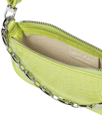 Shop By Far Rachel Mini Croc-effect Leather Shoulder Bag In Green
