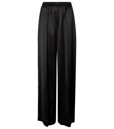 Shop Joseph Taffy Wide-leg Silk Satin Pants In Black