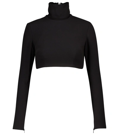 Shop Alex Perry Cruz Crêpe Crop Top In Black