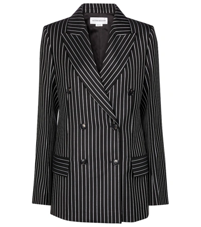 Shop Victoria Beckham Pinstriped Wool-blend Blazer In Black