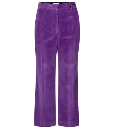 Shop Victoria Beckham High-rise Corduroy Wide-leg Pants In Purple