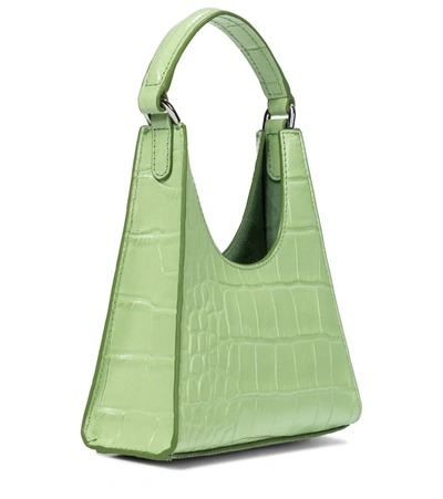 Shop Staud Rey Mini Croc-effect Leather Tote In Green