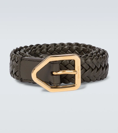 Shop Tom Ford Woven Leather Belt In Green