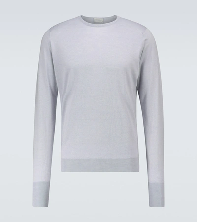 Shop John Smedley Marcus Crewneck Wool Sweater In Grey