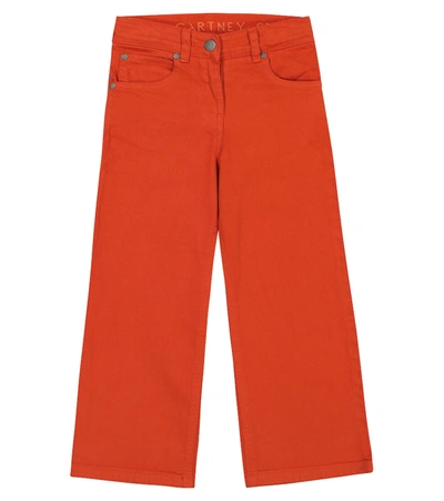 Shop Stella Mccartney Stretch-cotton Wide-leg Jeans In Red