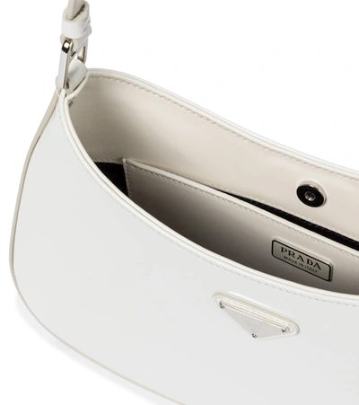 Prada Cleo Brushed Leather Shoulder Bag In White