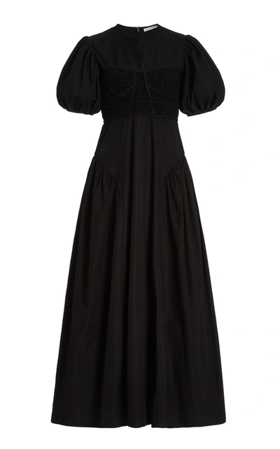 Shop Cecilie Bahnsen Women's Clementine Puffed-sleeve Cotton-blend Maxi Dress In Black