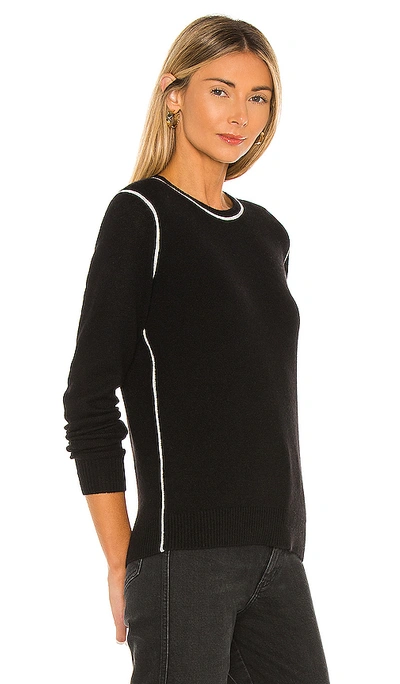 Shop Theory Crew Neck Sweater In Black & Ecru