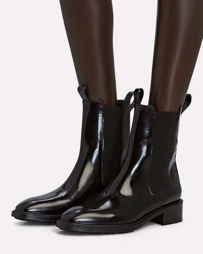 Shop Aeyde Simone Leather Chelsea Ankle Boots In Black
