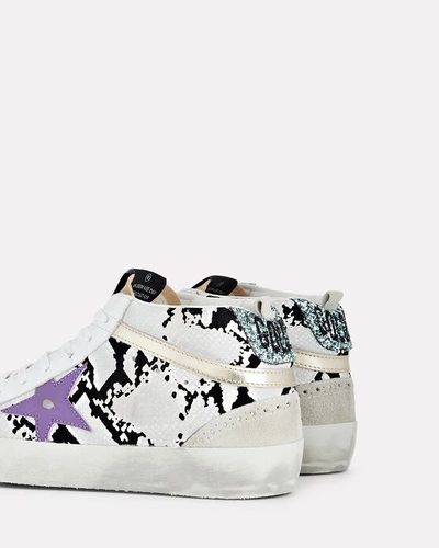 Shop Golden Goose Mid Star Snake Print Sneakers In White/black